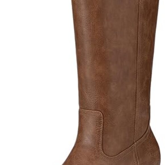 Athlefit Women's Knee High Square Toe Wide Calf Chunky Boots - Picture 5 of 6